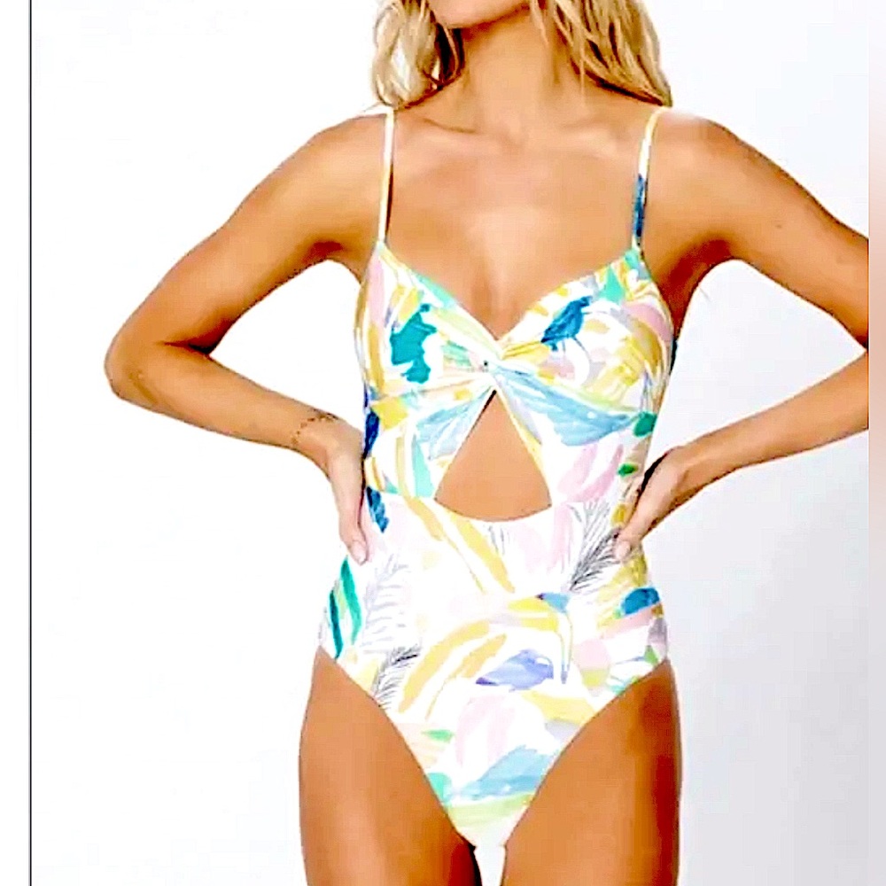 LSPACE x EVERYDAY PURSUITS KYSLEE ONE PIECE MULTI COLOR PRINT CUTOUT SZ 4 NWT